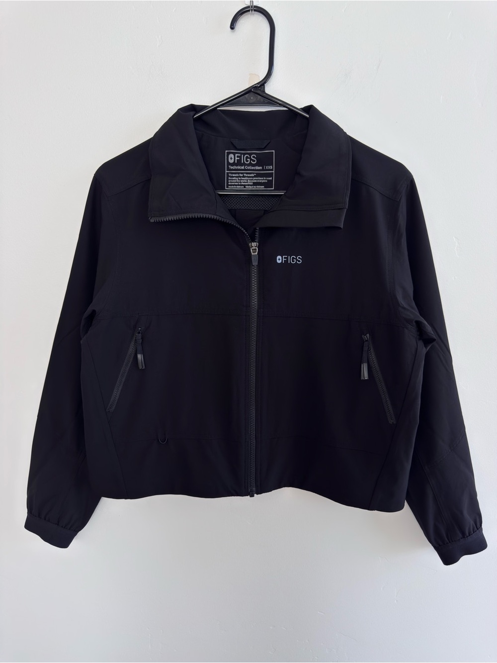 FIGS Technical Collection Black Performance Scrub Jacket Full Zip XXS Utility